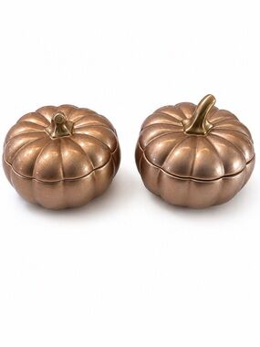 Pumpkin Soup Bowls 2017 Avon Set of 2 Rose Gold Ceramic Lidded New Open Box